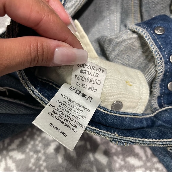 Anthropologie AMO Crop Boot Jeans Distressed w/ Raw Hem Button Fly Two Tone 24 - Picture 10 of 14